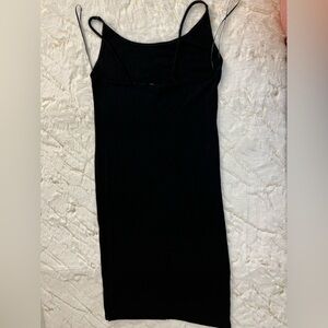 H&M Spaghetti Strap Ribbed Bodycon Midi Black Dress Size L